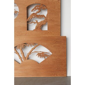 枠無 松竹梅欄 透かし欄間 2枚1組　R0262 