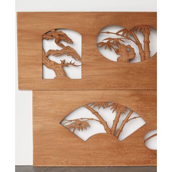 枠無 松竹梅欄 透かし欄間 2枚1組　R0262 