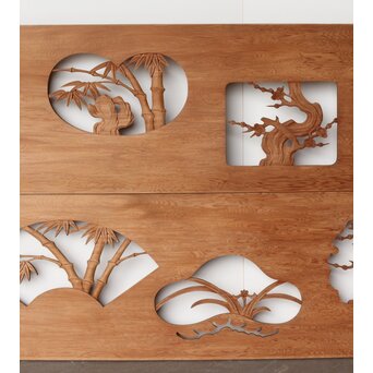 枠無 松竹梅欄 透かし欄間 2枚1組　R0262 