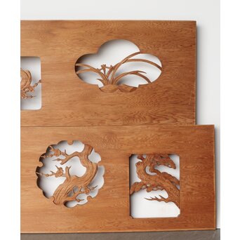 枠無 松竹梅欄 透かし欄間 2枚1組　R0262 