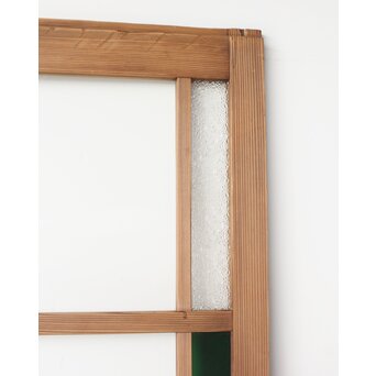 幅広 緑色ガラス戸 2枚1組　GD0153 