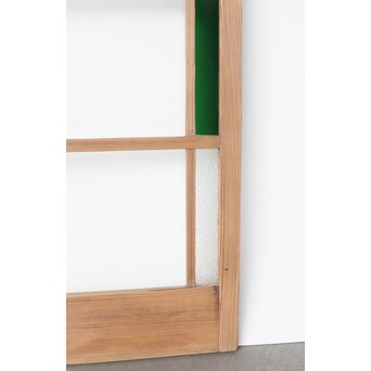 幅広 緑色ガラス戸 2枚1組　GD0153 