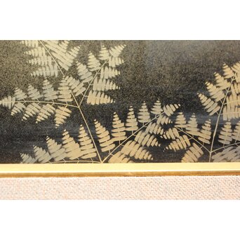 三谷吾一【鹿】沈金 漆額 額装　Q320 