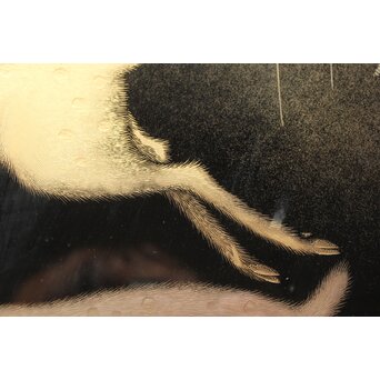 三谷吾一【鹿】沈金 漆額 額装　Q320 