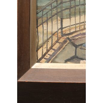 服部保【風景巴里】油彩 額装　Z382 