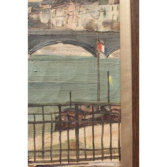 服部保【風景巴里】油彩 額装　Z382 