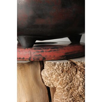 本間琢斎銘 斑柴銅 獅子耳 大瓶掛　M347 