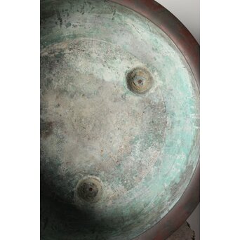 本間琢斎銘 斑柴銅 獅子耳 大瓶掛　M347 