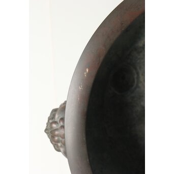 本間琢斎銘 斑柴銅 獅子耳 大瓶掛　M347 