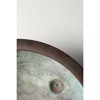 本間琢斎銘 斑柴銅 獅子耳 大瓶掛　M347 