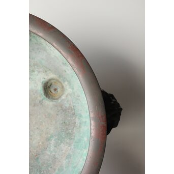 本間琢斎銘 斑柴銅 獅子耳 大瓶掛　M347 