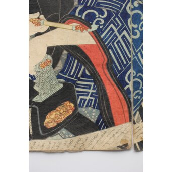 歌川国貞 役者絵木版画 三幅対　Z383 