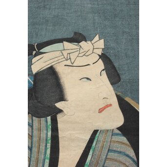 歌川国貞 役者絵木版画 三幅対　Z383 