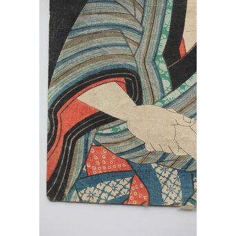 歌川国貞 役者絵木版画 三幅対　Z383 