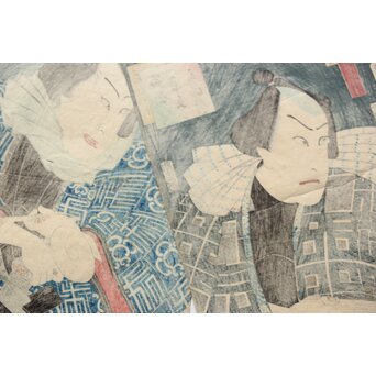 歌川国貞 役者絵木版画 三幅対　Z383 
