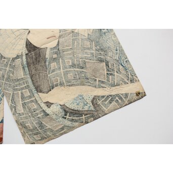 歌川国貞 役者絵木版画 三幅対　Z383 