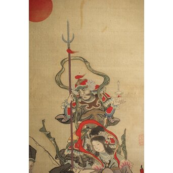 七福神 絹本掛軸 肉筆画　Z384 