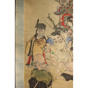七福神 絹本掛軸 肉筆画　Z384 