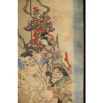 七福神 絹本掛軸 肉筆画　Z384 