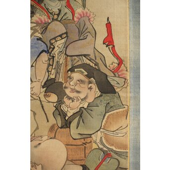 七福神 絹本掛軸 肉筆画　Z384 