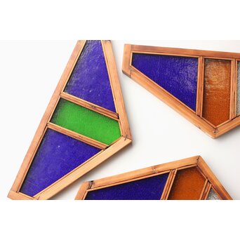 稀少 色ガラス窓 4枚1組　GD0156 