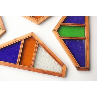 稀少 色ガラス窓 4枚1組　GD0156 