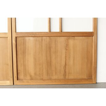 紫色ガラスの白木建具 2枚1組　GD0157Y 