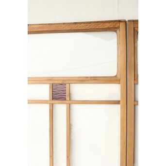 紫色ガラスの白木建具 2枚1組　GD0157Y 