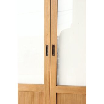 紫色ガラスの白木建具 2枚1組　GD0157Y 