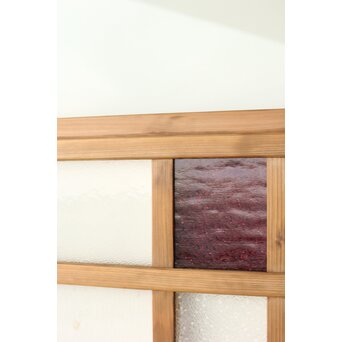 紫色ガラスの白木建具 2枚1組　GD0157Y 