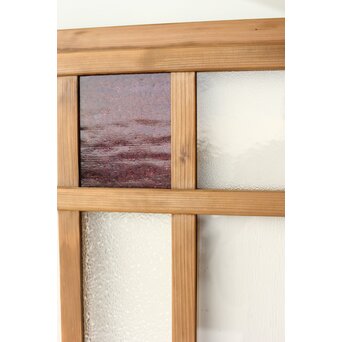 紫色ガラスの白木建具 2枚1組　GD0157Y 