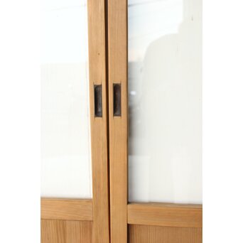 紫色ガラスの白木建具 2枚1組　GD0157Y 