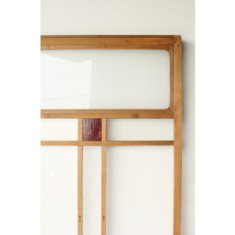 紫色ガラスの白木建具 2枚1組　GD0157Y 