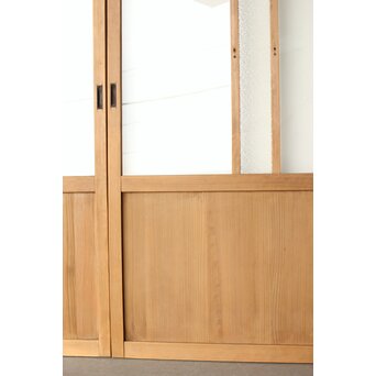 紫色ガラスの白木建具 2枚1組　GD0157Y 