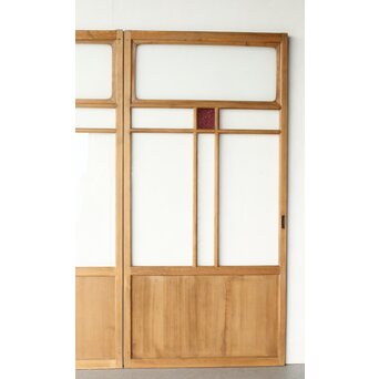 紫色ガラスの白木建具 2枚1組　GD0157Y 