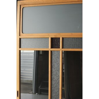 紫色ガラスの白木建具 2枚1組　GD0157Y 