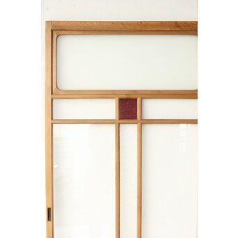 紫色ガラスの白木建具 2枚1組　GD0157Y 