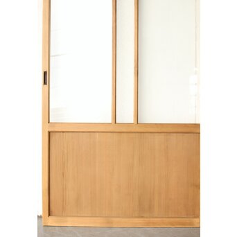 紫色ガラスの白木建具 2枚1組　GD0157Y 