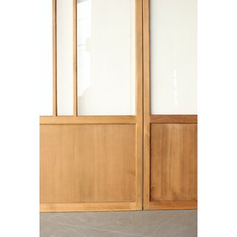 紫色ガラスの白木建具 2枚1組　GD0157Y 