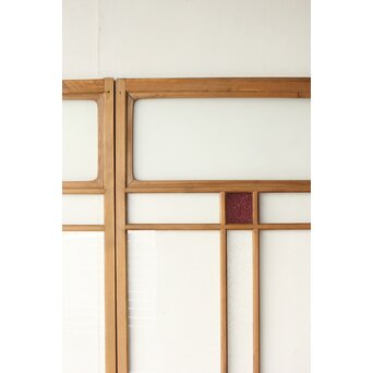 紫色ガラスの白木建具 2枚1組　GD0157Y 