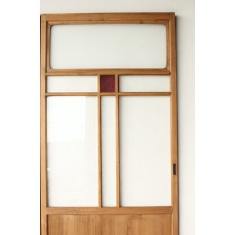 紫色ガラスの白木建具 2枚1組　GD0157Y 