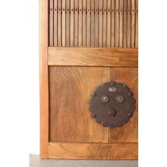総欅 輪花金具格子蔵戸　W087Y 