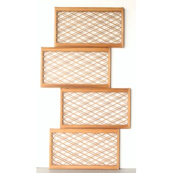 二重菱 小型組子欄間 4枚1組　R0270 障子を貼る面　現状は透かし