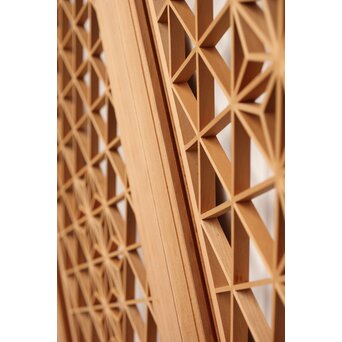 白木組子欄間 2枚1組　R0273 背面にガラス施工できる溝がありますが 現状は透かし