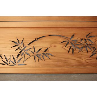 竹雀 透かし欄間 2枚1組　R0274 