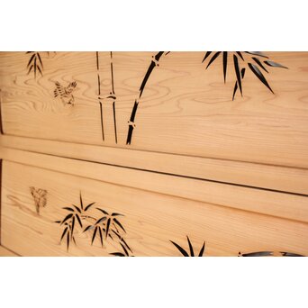 竹雀 透かし欄間 2枚1組　R0274 