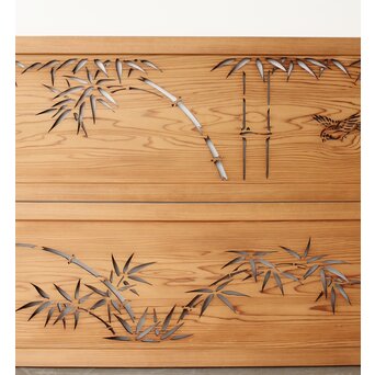 竹雀 透かし欄間 2枚1組　R0274 