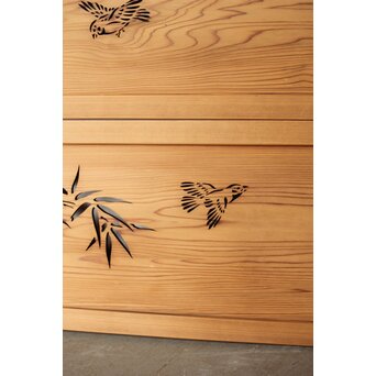 竹雀 透かし欄間 2枚1組　R0274 