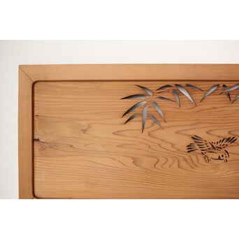 竹雀 透かし欄間 2枚1組　R0274 