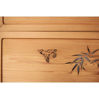 竹雀 透かし欄間 2枚1組　R0274 